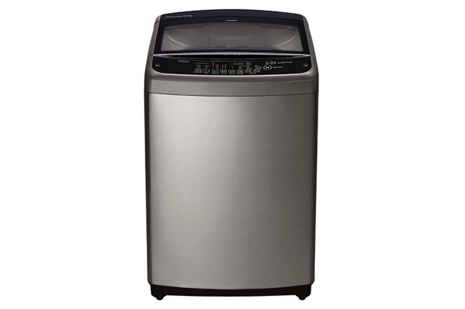Vista frontal de Lavadora de 13 kg carga superior Smart Inverter con TurboDrum™, color plateado WT13VSB