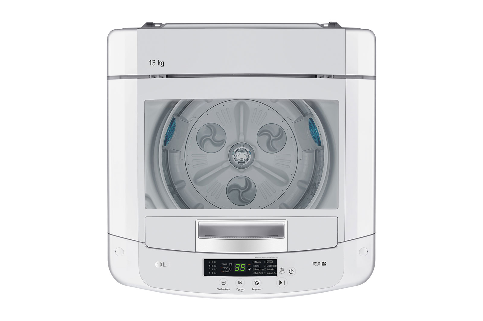 LG Lavadora de 13 kg carga superior Smart Inverter con TurboDrum™, Blanco, WT13WPBK