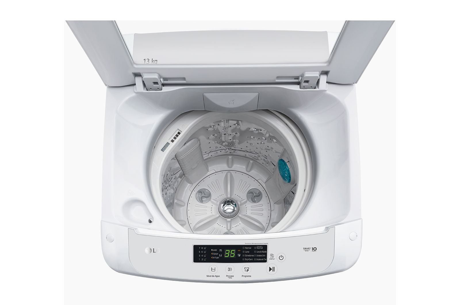 LG Lavadora de 13 kg carga superior Smart Inverter con TurboDrum™, Blanco, WT13WPBK