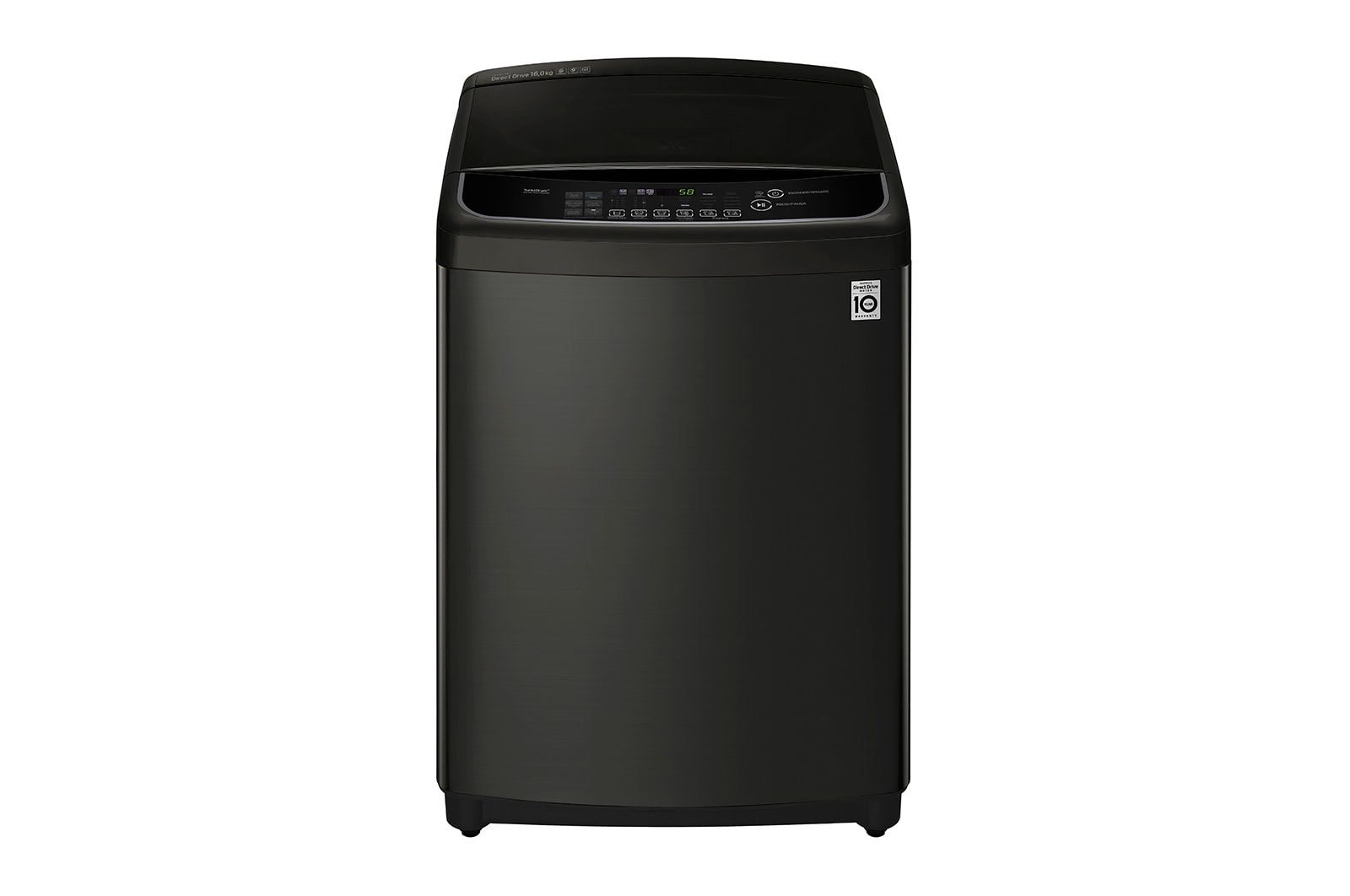 Vista frontal de Lavadora de 16Kg, TurboWash 3D y ThinQ, negro platino WT16BS6H