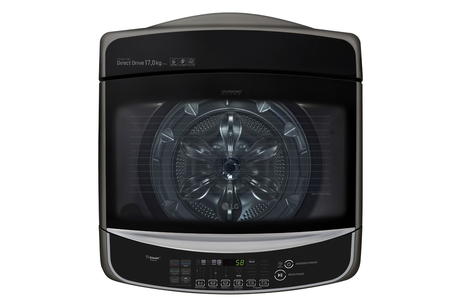 LG Lavadora de 17Kg, TurboWash 3D y ThinQ, negro platino, WT17BSS6H