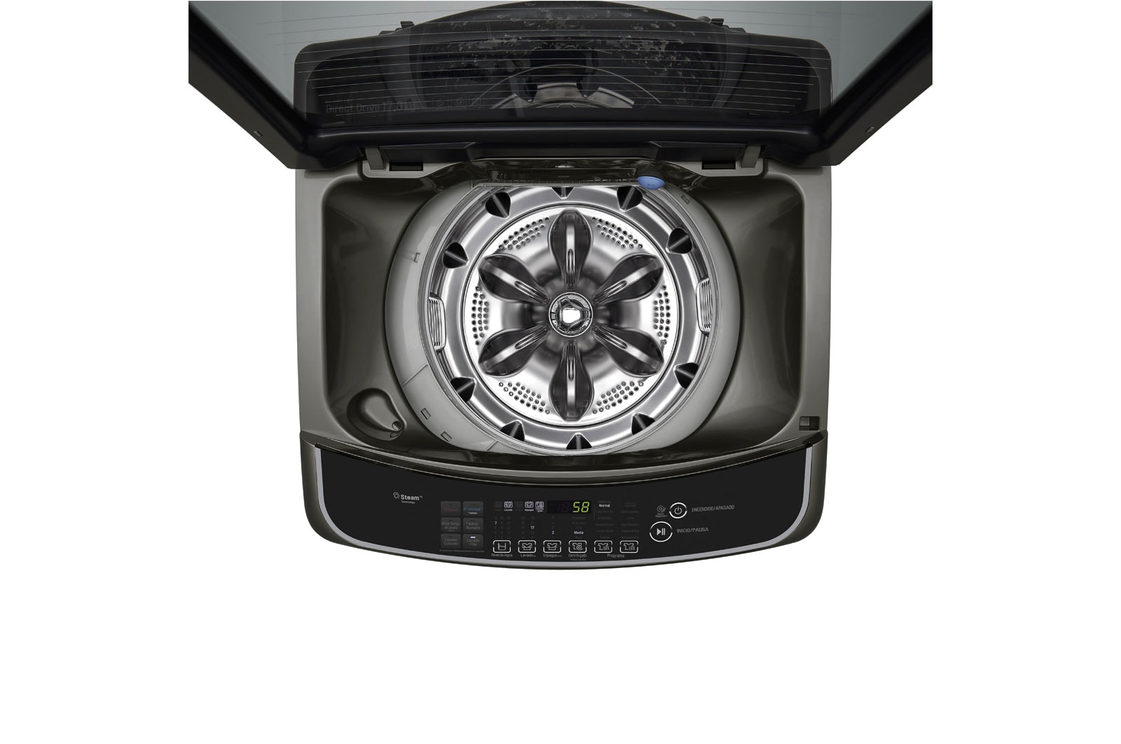 LG Lavadora de 17Kg, TurboWash 3D y ThinQ, negro platino, WT17BSS6H