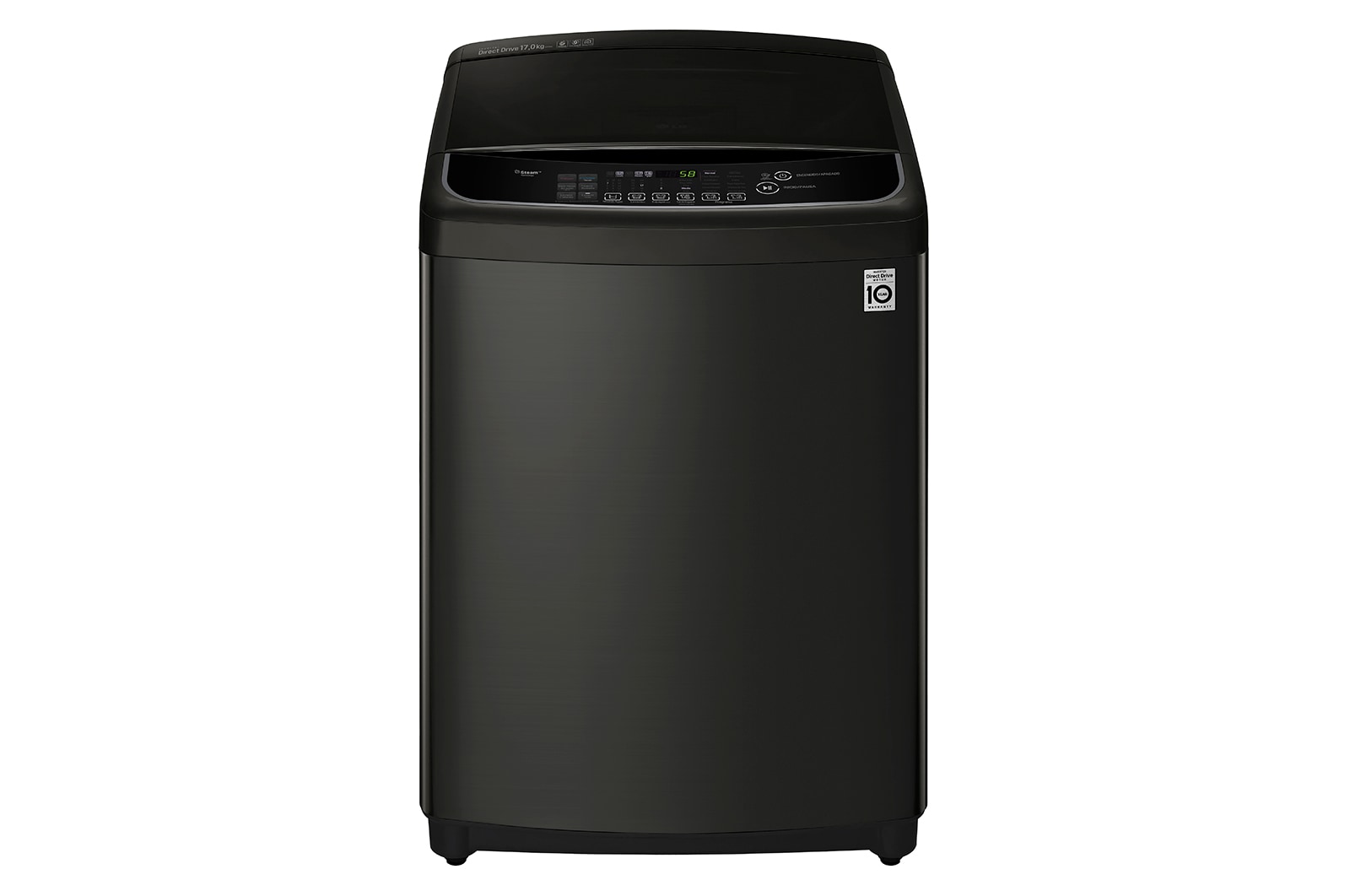 Vista frontal de Lavadora de 17Kg, TurboWash 3D y ThinQ, negro platino WT17BSS6H