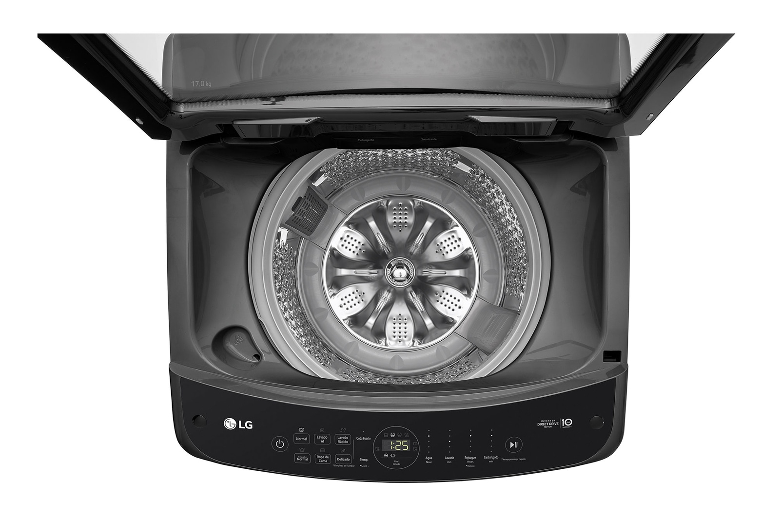 LG Lavadora de 17 kg carga superior con AI DD, Negro claro, WT17BV6T