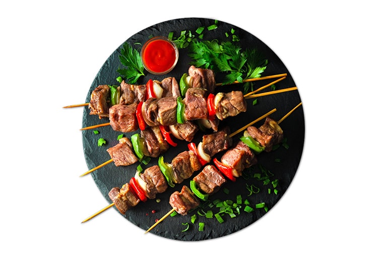 Brochetas de carne 