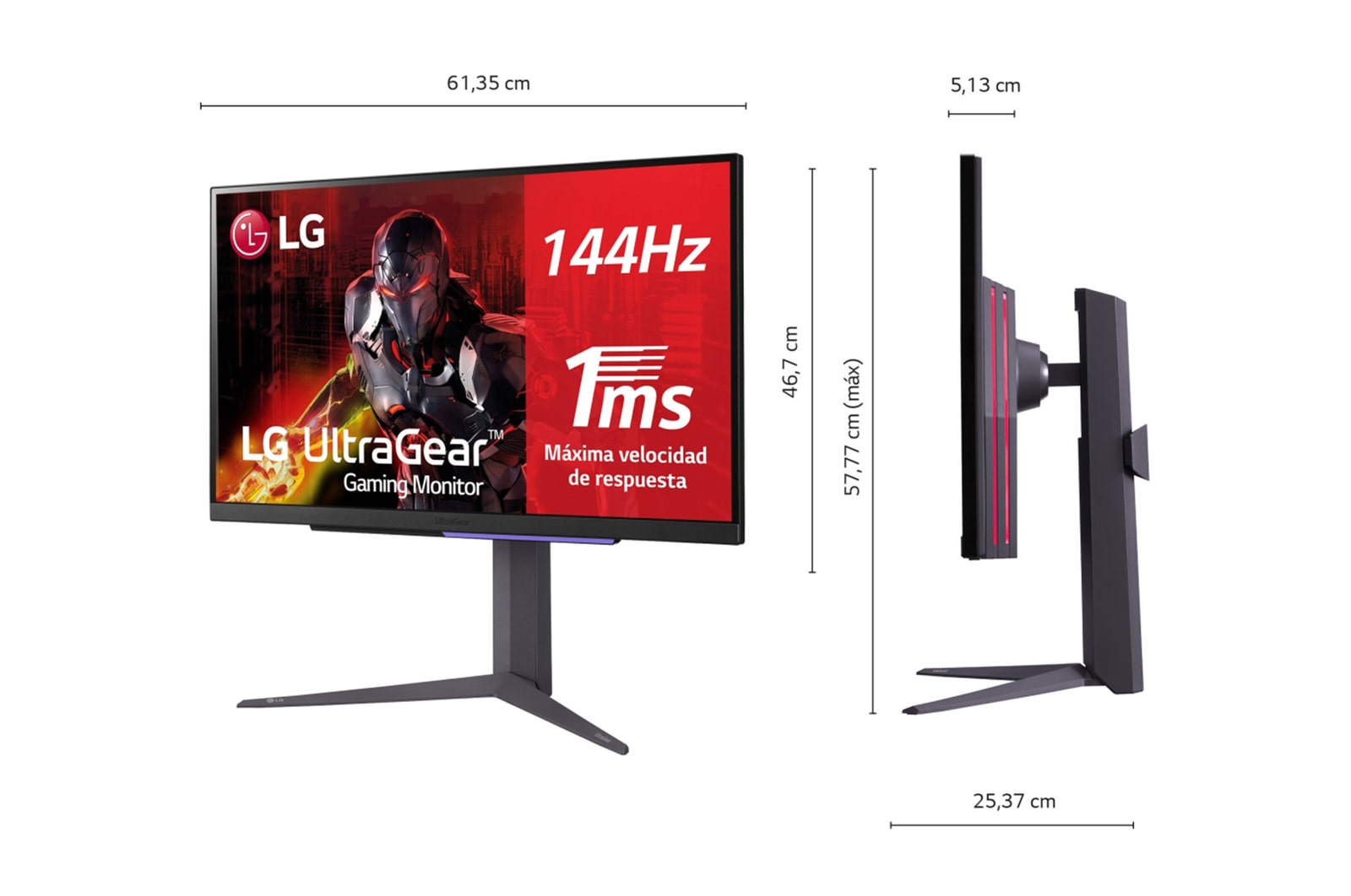 LG Monitor Gamer UltraGear™ UHD IPS, 1ms (GtG), 144Hz de 27'', 27GR93U-B