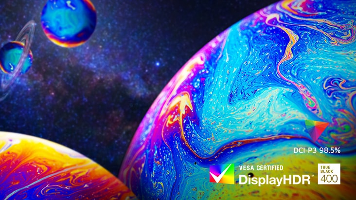 Compatible con DisplayHDR True Black 400 y DCI-P3 98.5%.	