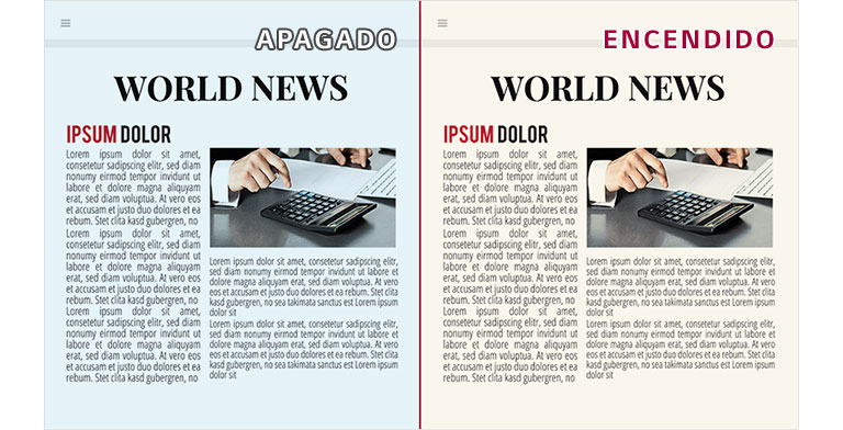 Modo de lector: menos azul, comodidad visual mejorada