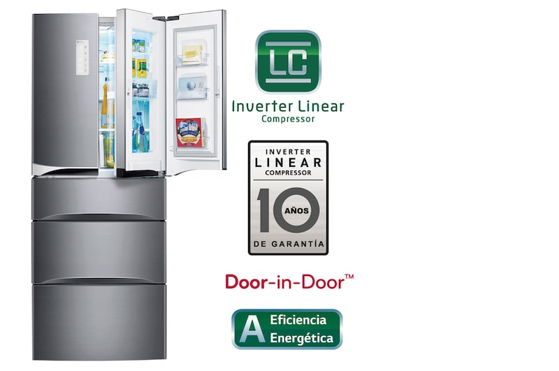 LG Refrigeradora con Puerta Mágica (Door-in-Door), Inverter Linear Compressor (10 años de garantía) y  408L de capacidad, GB40MDP