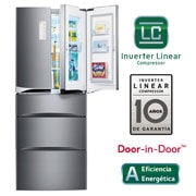 Vista frontal de Refrigeradora con Puerta Mágica (Door-in-Door), Inverter Linear Compressor (10 años de garantía) y  408L de capacidad GB40MDP