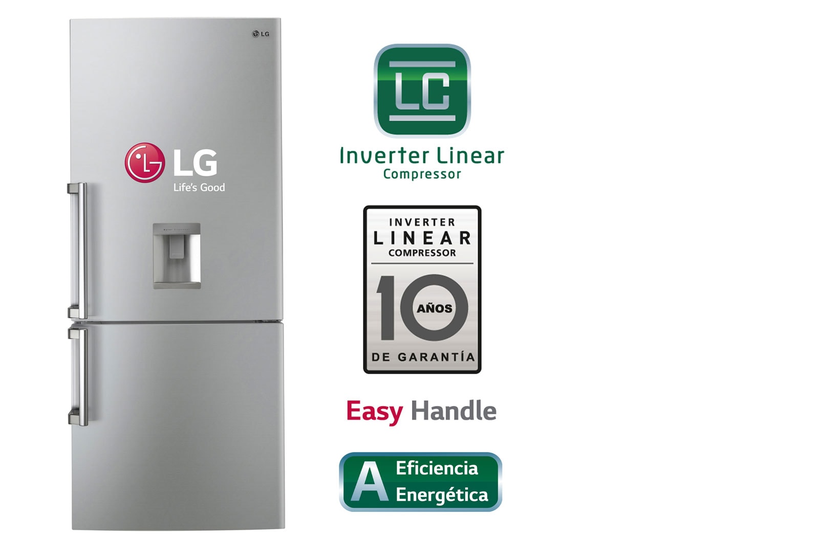 Vista frontal de Refrigeradora con Inverter Linear Compressor, 450 L GB41EVN