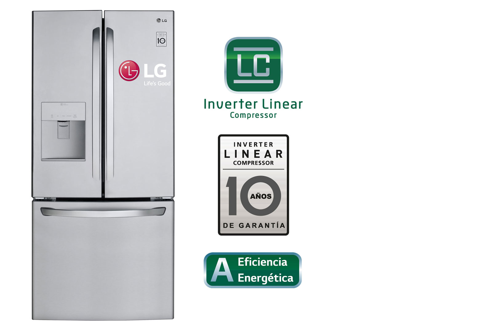 Vista frontal de Refrigeradora con Smart Diagnosis con Inverter Linear Compressor (10 años de garantía) y 568L de capacidad GM-F223RSXM