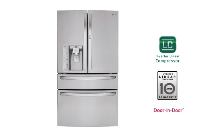 Vista frontal de Refrigeradora con Puerta Mágica (Door-in-Door), Inverter Linear Compressor (10 años de garantía) y 895 L de capacidad GM84SDS