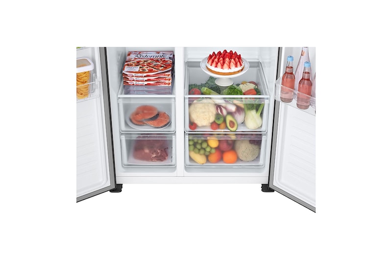 LG Refrigeradora LG  Side by Side 509L con Múltiple Flujo de Aire, Total No Frost y Panel LED Táctil, GS51MPD
