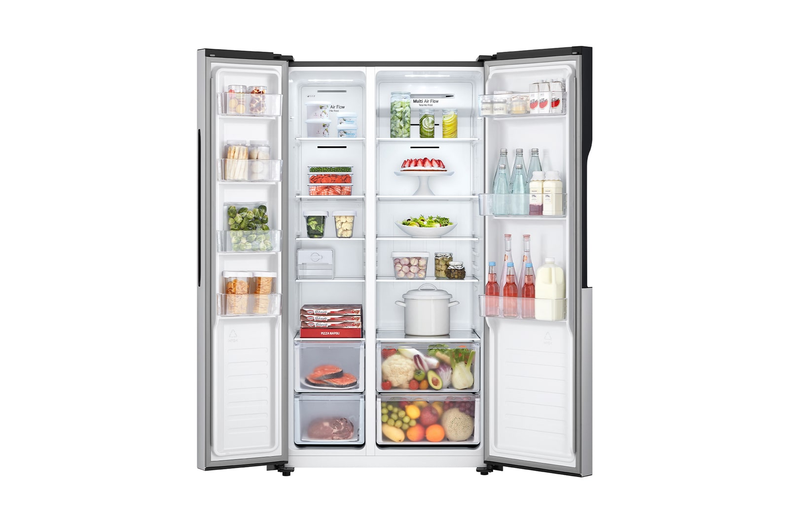 LG Refrigeradora Side by Side 509L con Múltiple Flujo de Aire, Total No Frost y Panel LED Táctil, GS51MPD