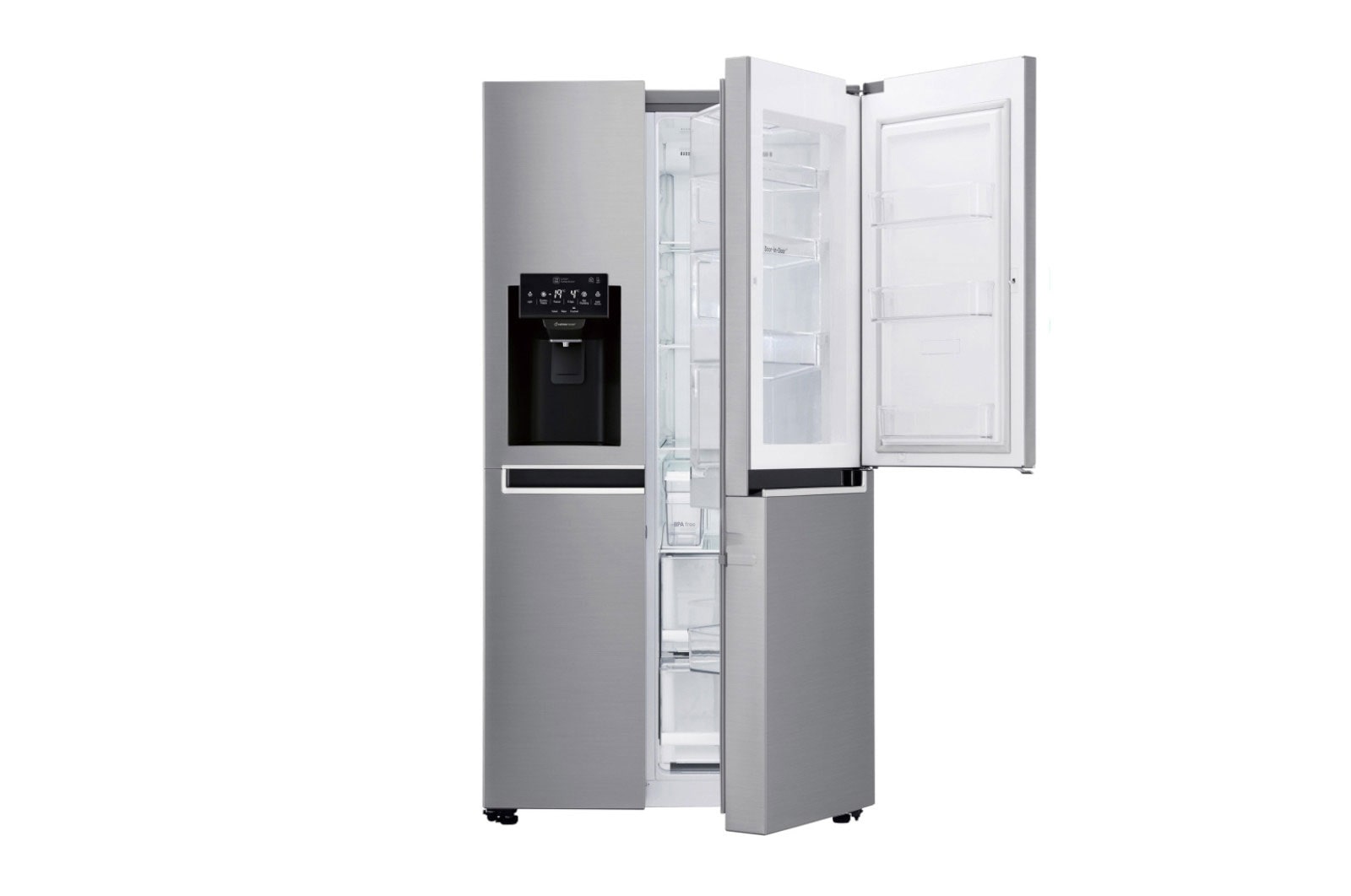 Vista frontal de Refrigeradora Side by Side 601L, Door-in-Door con Mútiple Flujo de aire y conectividad Wi-Fi GS65SDPN