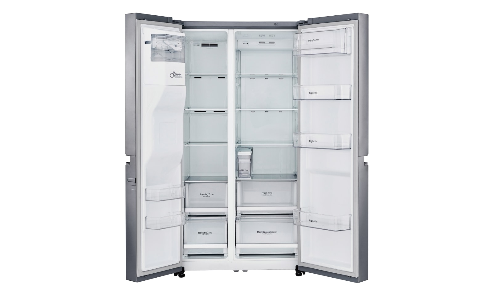 LG Refrigeradora Side by Side 601L con Múltiple Flujo de aire y conectividad Wi-Fi, plateada, GS65SPPN