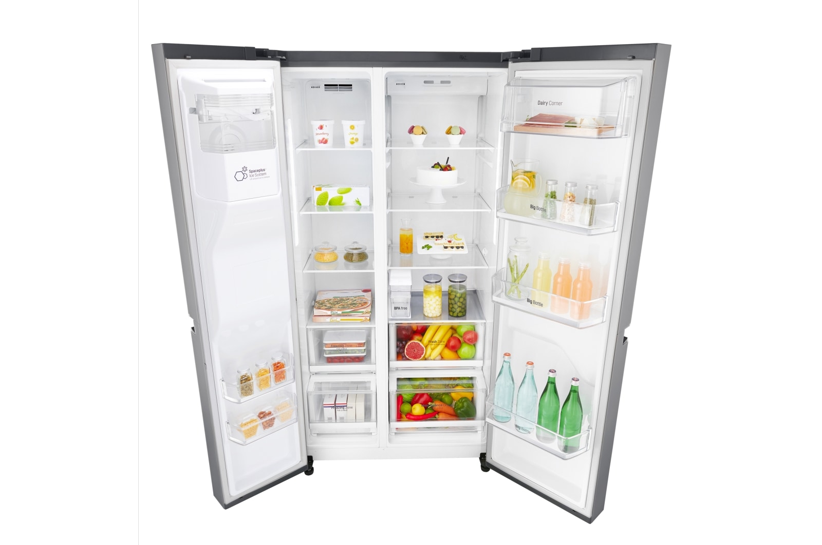LG Refrigeradora Side by Side 601L con Múltiple Flujo de aire y conectividad Wi-Fi, plateada, GS65SPPN