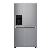 Vista frontal de Refrigeradora Side by Side 601L con Múltiple Flujo de aire y conectividad Wi-Fi, plateada GS65SPPN
