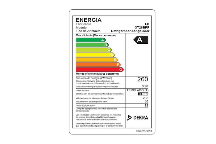 LG Refrigeradora LG Top Freezer 264L con Door Cooling, GT26BPP
