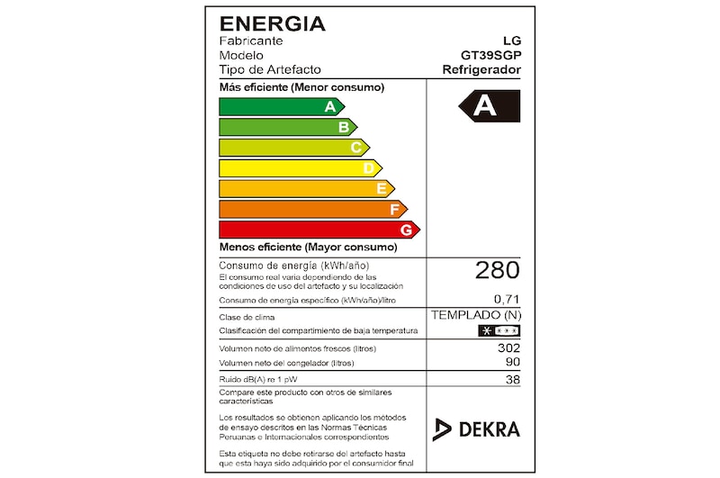 LG Refrigeradora Top Freezer 392L con Door Cooling y ThinQ, GT39SGP