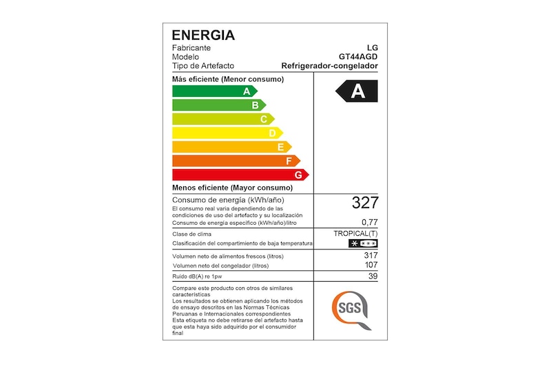 LG Refrigeradora Top Freezer 424L con Door Cooling y ThinQ, GT44AGD