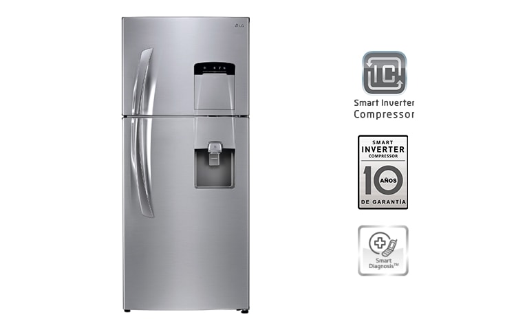 Vista frontal de Refrigera con Smart Inverter Compressor. 10 años de garantía y 405Lt. Netos GT46HGP