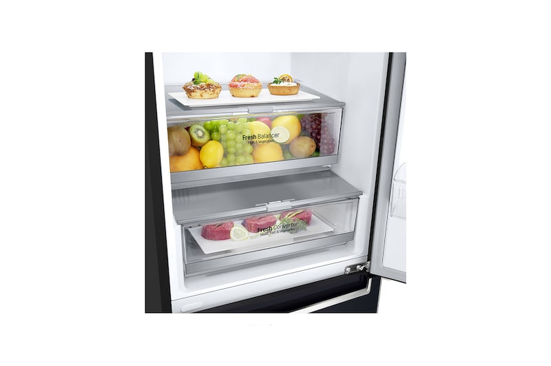 LG Refrigeradora Bottom Freezer 336L con DoorCooling y conectividad Wi-Fi, Matte Black, LB37WGT