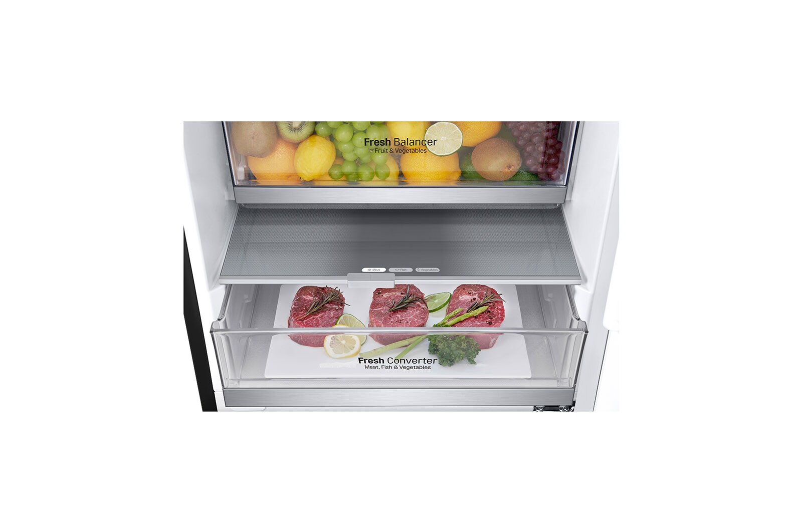 LG Refrigeradora Bottom Freezer 336L con DoorCooling y conectividad Wi-Fi, Matte Black, LB37WGT