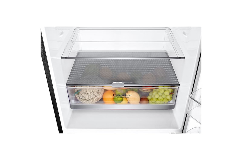 LG Refrigeradora Bottom Freezer 403L, con Múltiple Flujo de aire y estante plegable, negro mate, LB41WGT