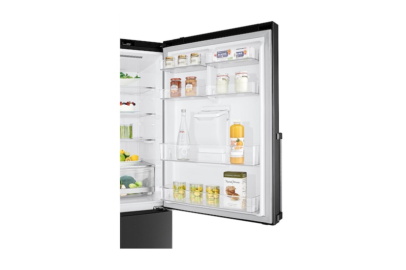 LG Refrigeradora Bottom Freezer 403L, con Múltiple Flujo de aire y estante plegable, negro mate, LB41WGT
