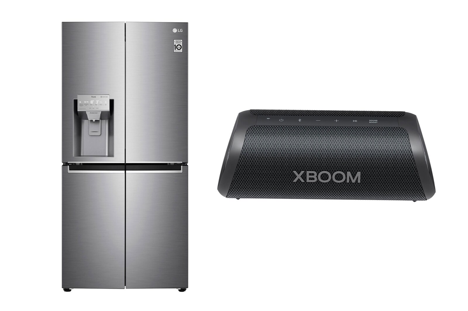 Vista frontal de COMBO Refrigeradora French Door 426L + Parlante XG7QBK LM57SXG7Q