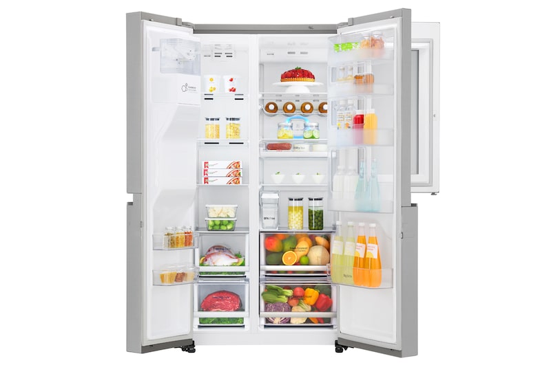 LG Refrigeradora Side by Side 601L, InstaView con HygieneFresh+ y conectividad Wi-Fi, acero, LS65SXN