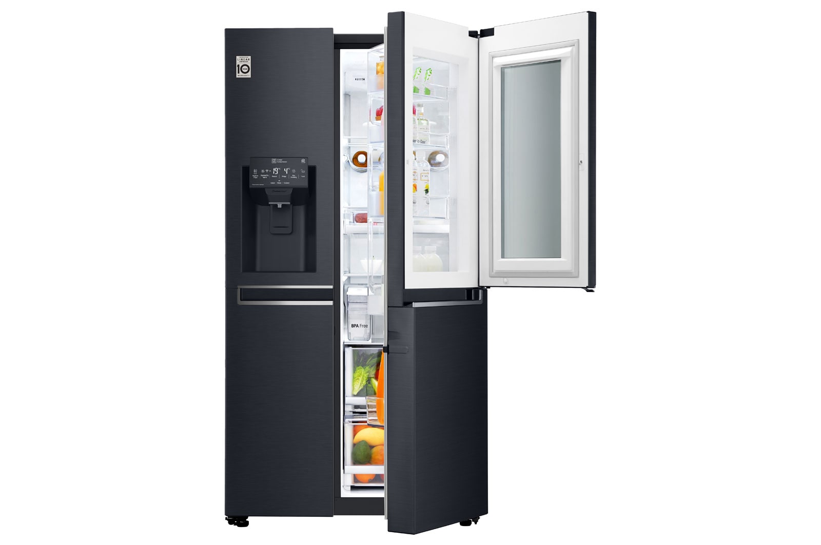 LG Refrigeradora Side by Side 601L, InstaView™ con HygieneFresh+ y conectividad Wi-Fi, Negro Mate, LS65SXT