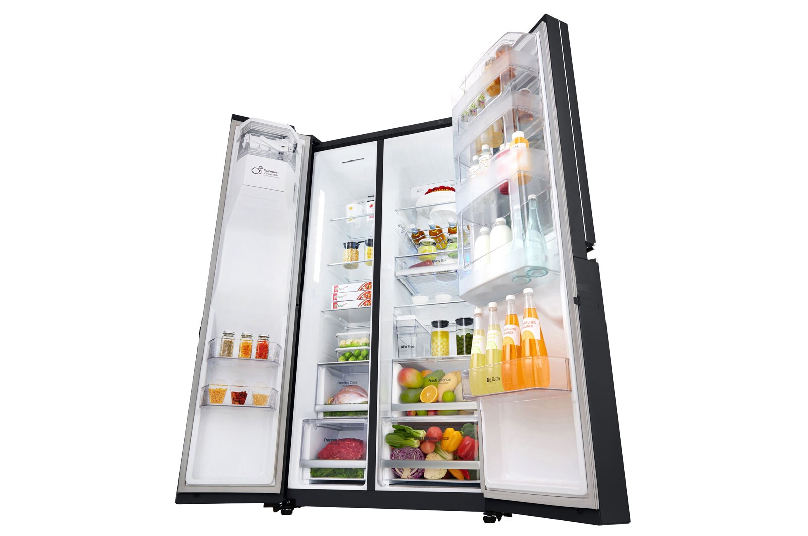 LG Refrigeradora Side by Side 601L, InstaView™ con HygieneFresh+ y conectividad Wi-Fi, Negro Mate, LS65SXT