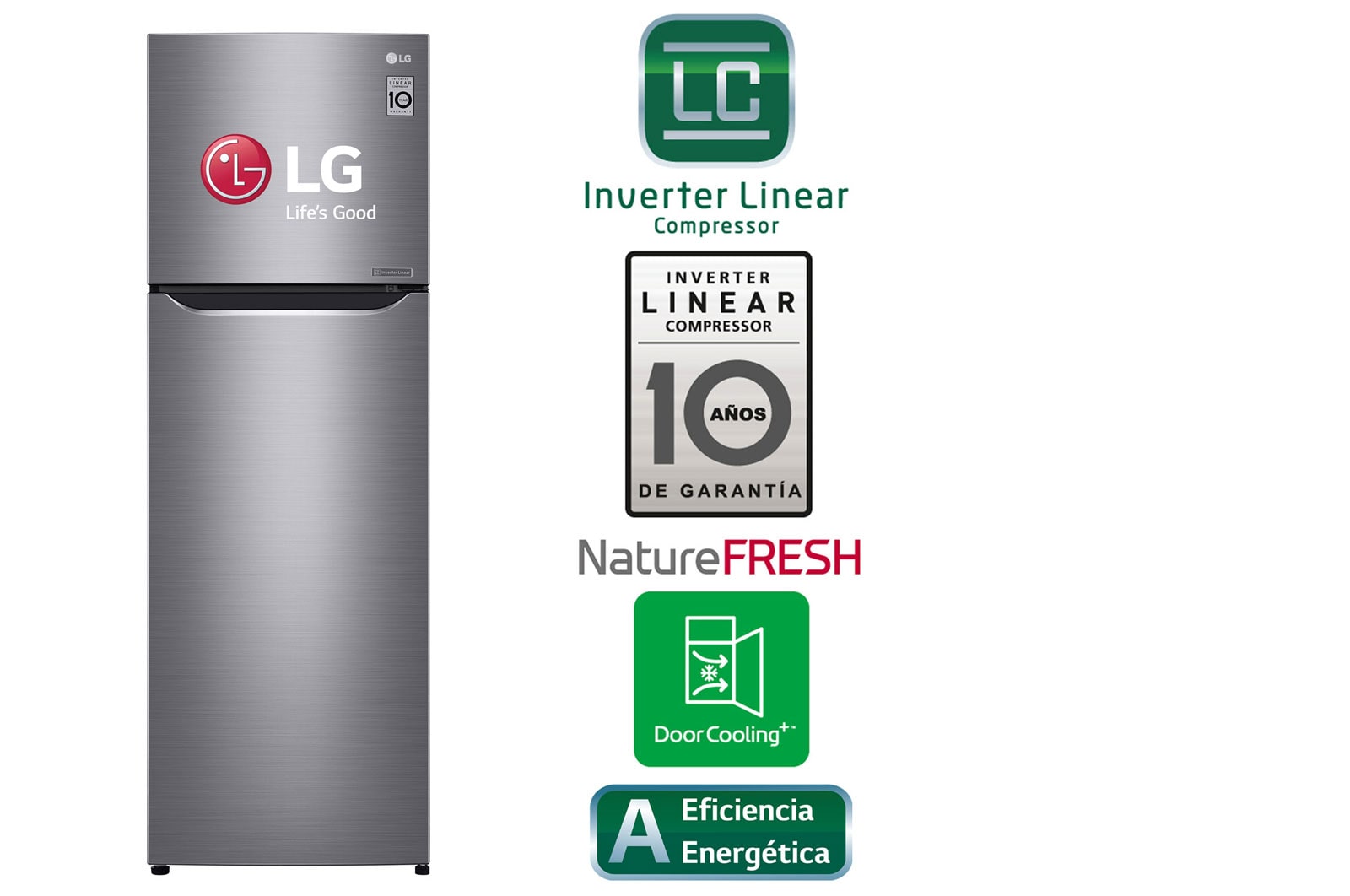 Vista frontal de Refrigeradora con Inverter Linear Compressor, 254 L LT29BPP