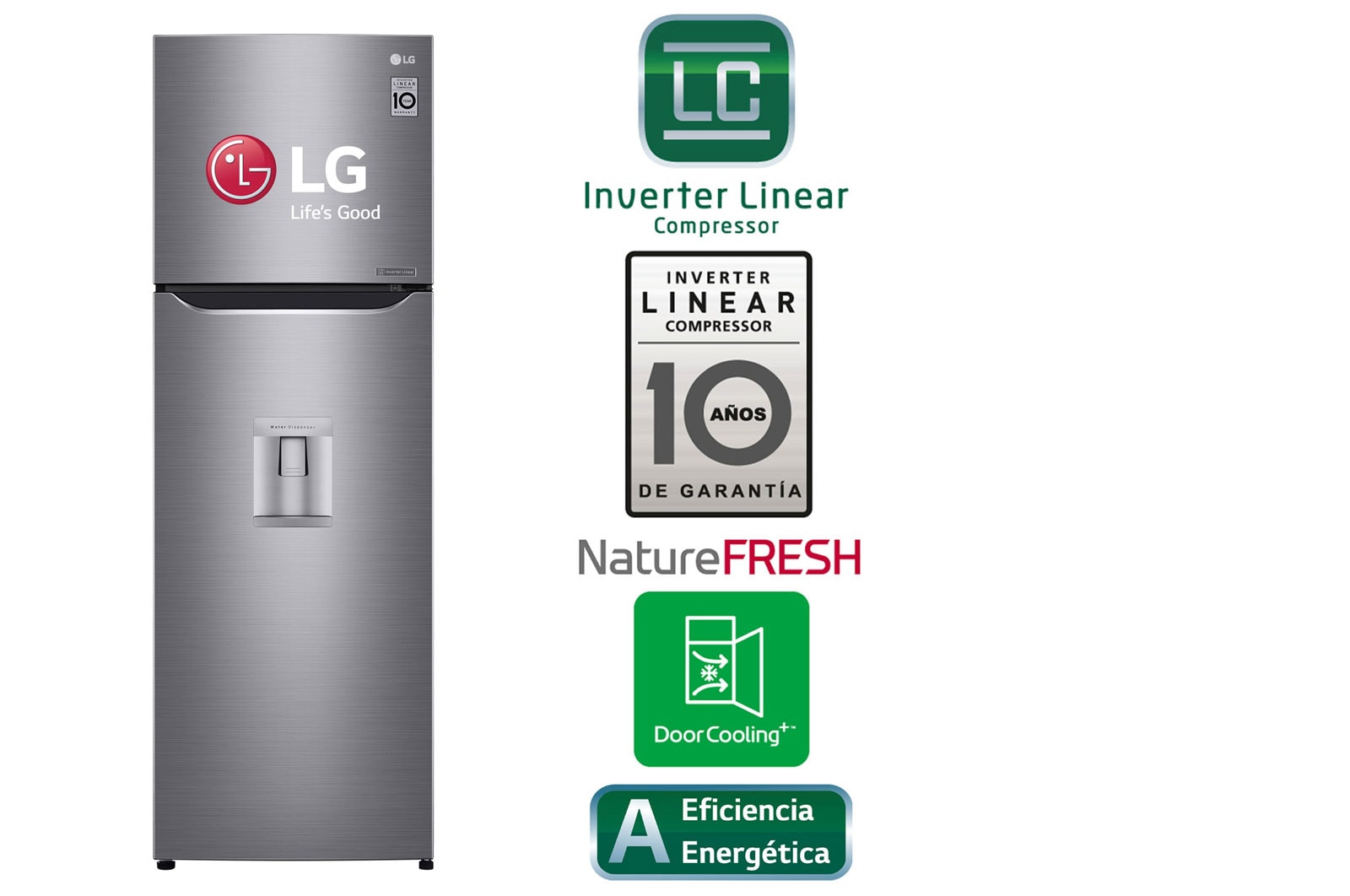 Vista frontal de Refrigeradora con Inverter Linear Compressor, 312 L  - LT32WPP.APZGLPR - México LT32WPP
