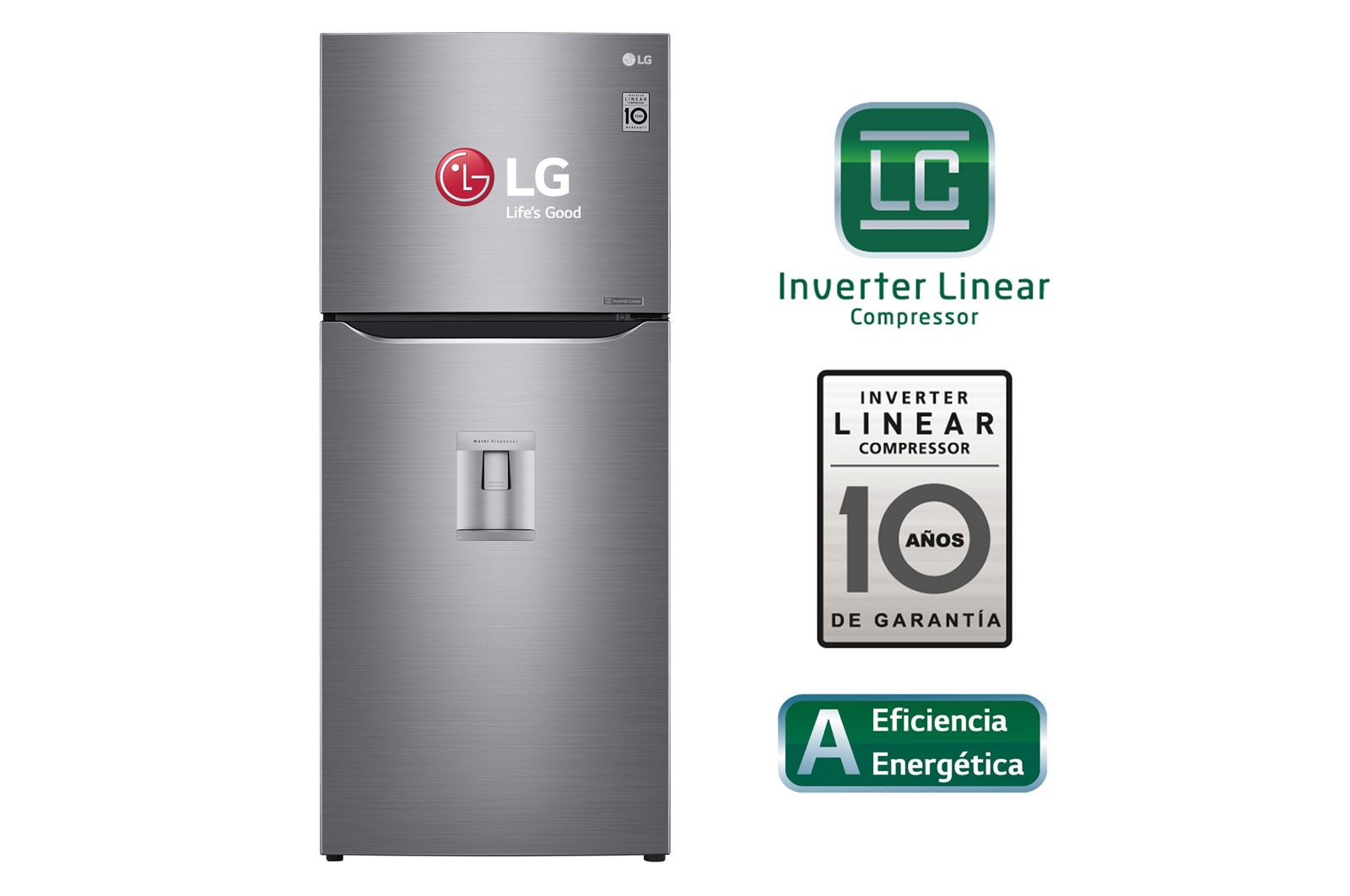 Vista frontal de Refrigeradora con Inverter Linear Compressor, 393 L LT39WPP