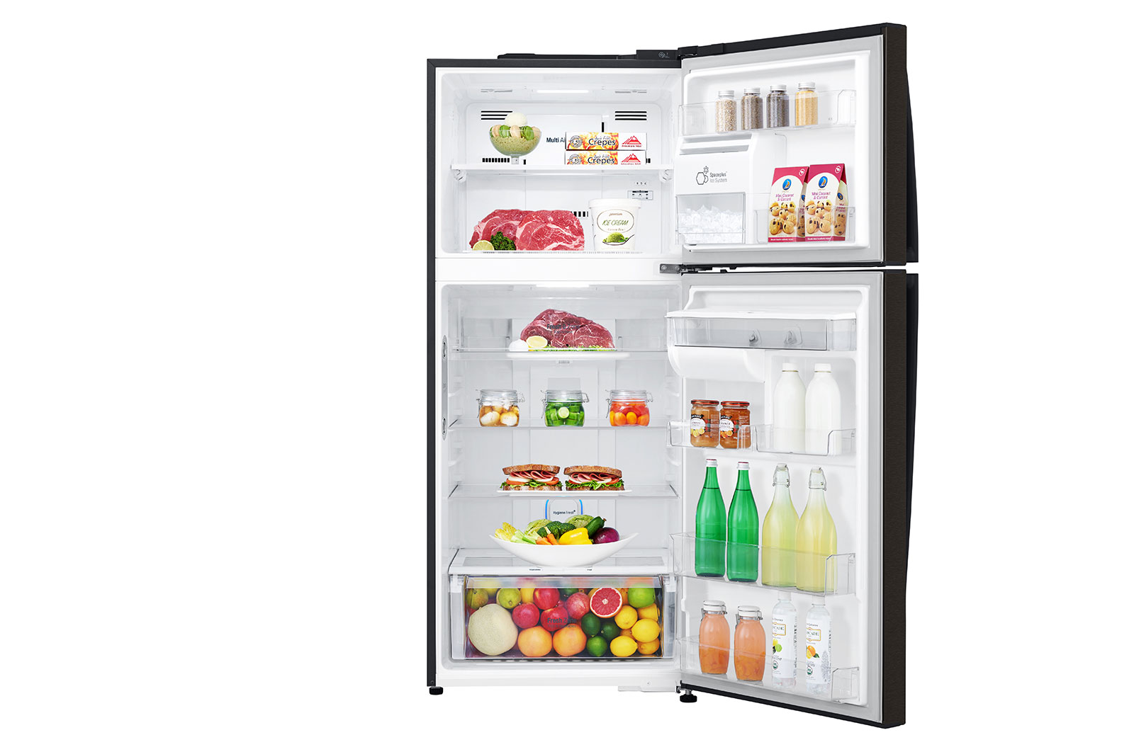 LG Refrigeradora Top Freezer 396L, con DoorCooling, HygieneFresh+ y conectividad Wi-Fi, negra, LT41AGD