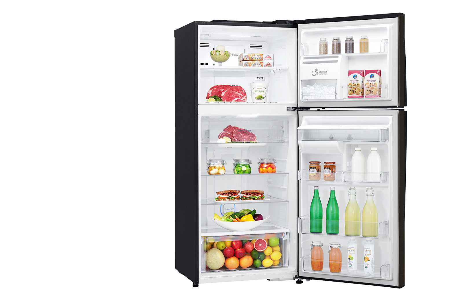 LG Refrigeradora Top Freezer 396L, con DoorCooling, HygieneFresh+ y conectividad Wi-Fi, negra, LT41AGD