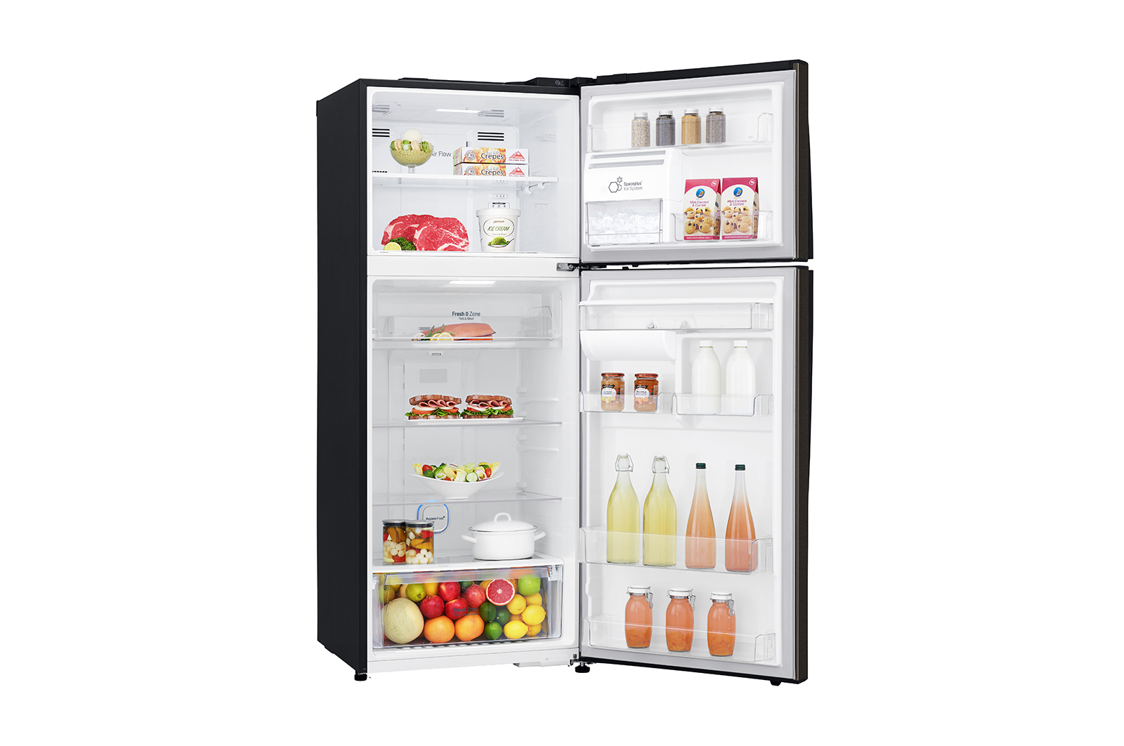 LG Refrigeradora Top Freezer 424L con DoorCooling, HygieneFresh+ y conectividad Wi-Fi, negra, LT44AGD
