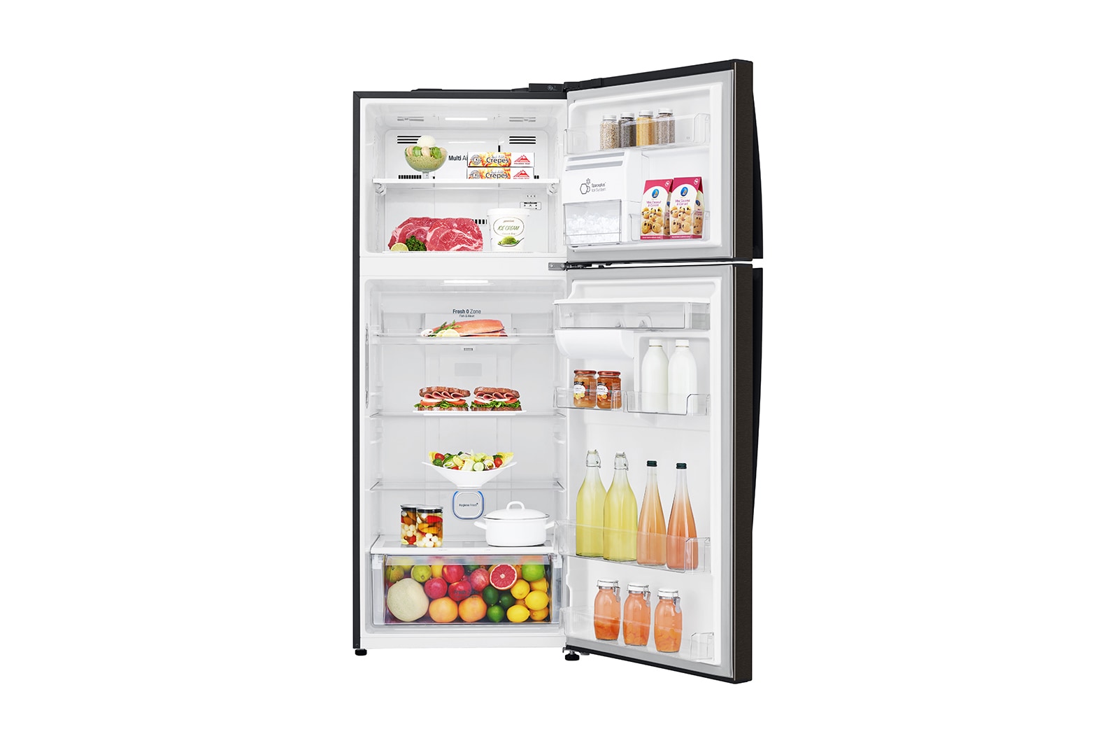LG Refrigeradora Top Freezer 424L con DoorCooling, HygieneFresh+ y conectividad Wi-Fi, negra, LT44AGD