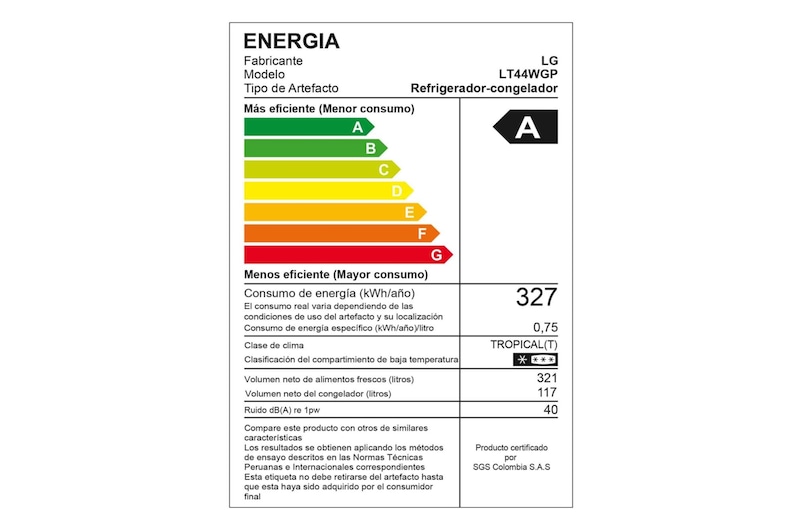 LG Refrigeradora Top Freezer 438L con DoorCooling, Múltiple Flujo de aire y diagnóstico inteligente, LT44WGP