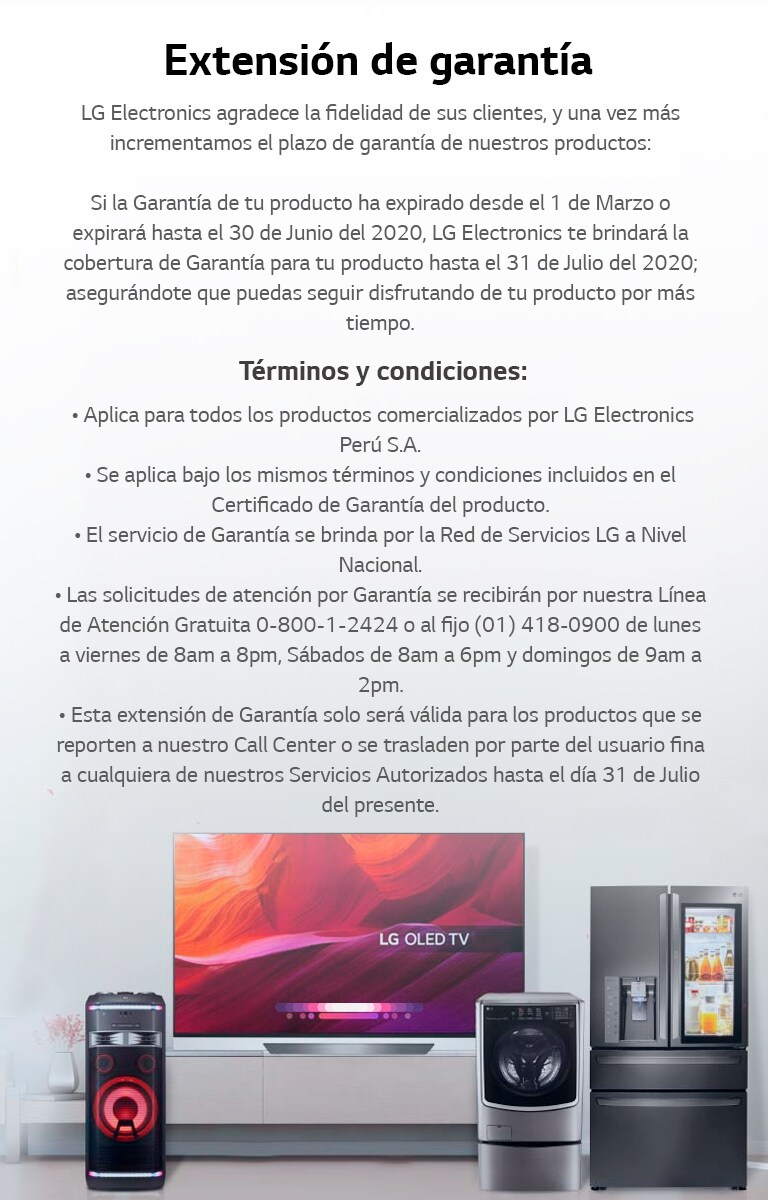 Extensión de garantía en productos LG