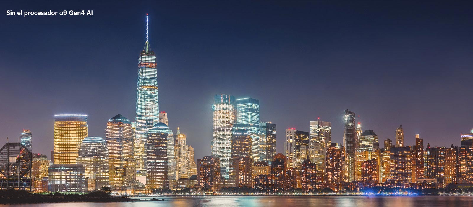 Comparación de la calidad de la imagen de un paisaje urbano nocturno.