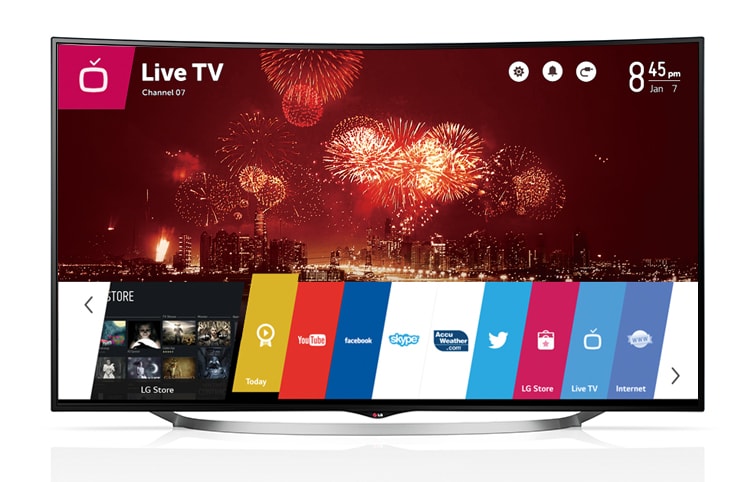Vista frontal de LG Ultra HDTV Curvo 65” UC9700 65UC9700