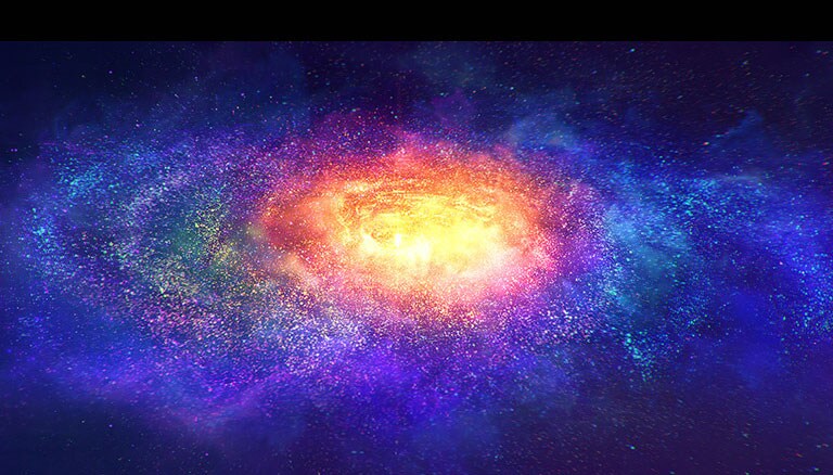 Millones de diminutas partículas coloridas en el espacio