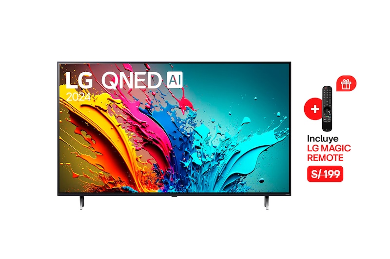 Vista frontal de 75" LG QNED QNED85 Smart TV 4K 2024 75QNED85TSA