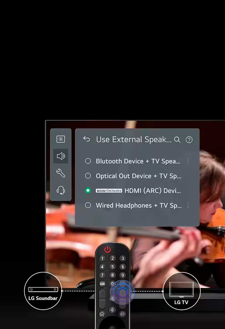 La interfaz para cambiar los ajustes aparece en la pantalla del televisor.