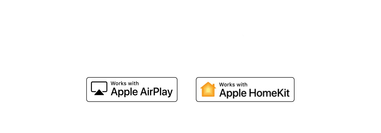 Hay cuatro logotipos desplazados en orden: Hola Google, Alexa incorporado, funciona con Apple AirPlay, funciona con Apple HomeKit.